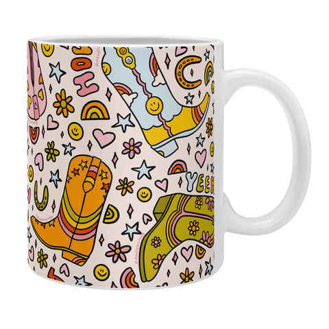 Doodle By Meg Rainbow Cowboy Boots Print Coffee Mug