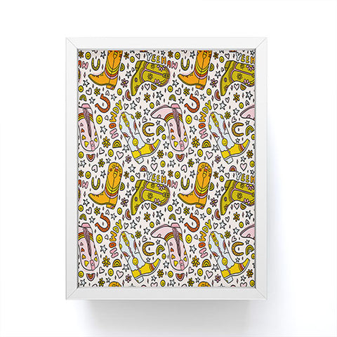 Doodle By Meg Rainbow Cowboy Boots Print Framed Mini Art Print