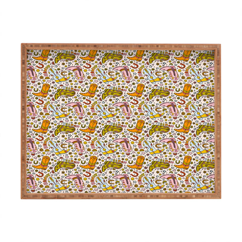 Doodle By Meg Rainbow Cowboy Boots Print Rectangular Tray