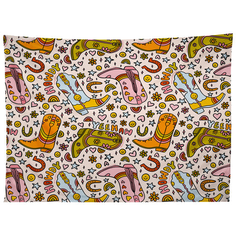Doodle By Meg Rainbow Cowboy Boots Print Tapestry