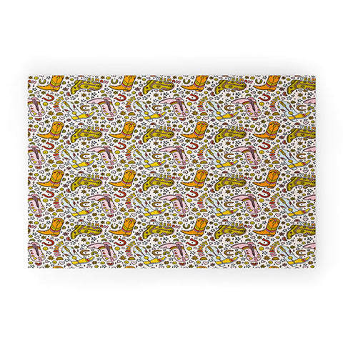 Doodle By Meg Rainbow Cowboy Boots Print Welcome Mat