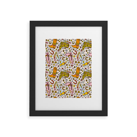 Doodle By Meg Rainbow Cowboy Boots Print Framed Art Print