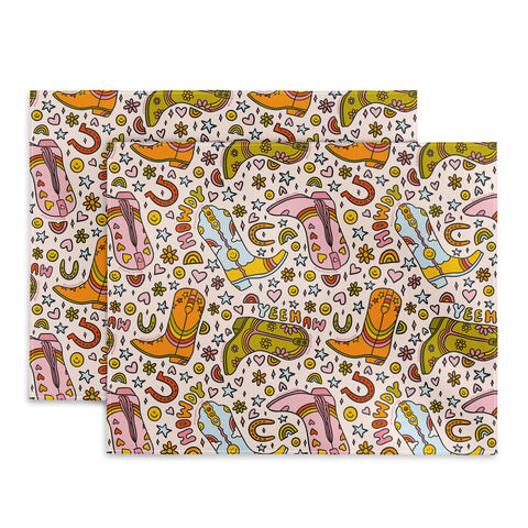Doodle By Meg Rainbow Cowboy Boots Print Placemat