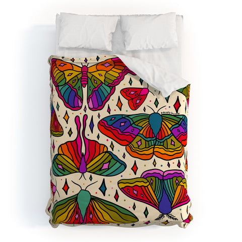Doodle By Meg Rainbow Moth Print Duvet Cover