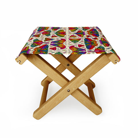 Doodle By Meg Rainbow Moth Print Folding Stool