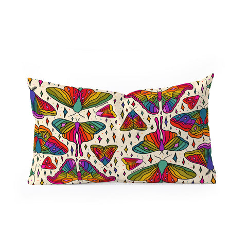 Doodle By Meg Rainbow Moth Print Oblong Throw Pillow