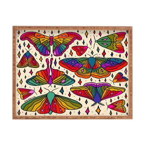 Doodle By Meg Rainbow Moth Print Rectangular Tray
