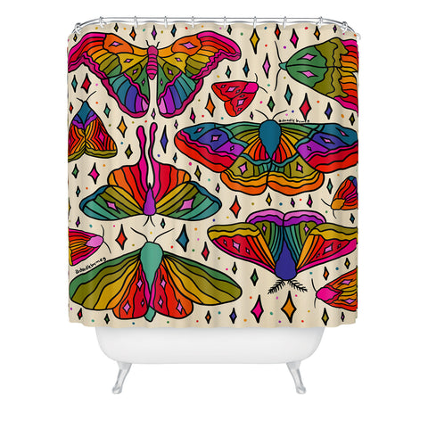 Doodle By Meg Rainbow Moth Print Shower Curtain