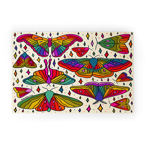 Doodle By Meg Rainbow Moth Print Welcome Mat