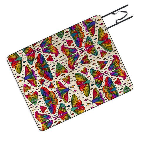 Doodle By Meg Rainbow Moth Print Picnic Blanket
