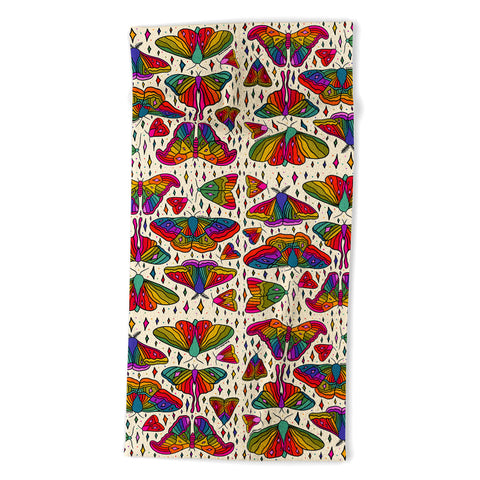 Doodle By Meg Rainbow Moth Print Beach Towel