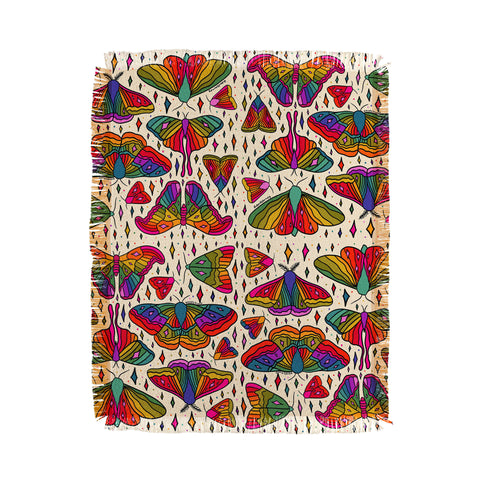 Doodle By Meg Rainbow Moth Print Throw Blanket