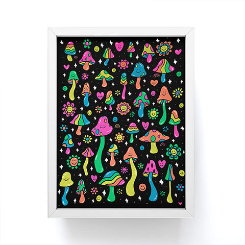 Doodle By Meg Rainbow Mushrooms Framed Mini Art Print