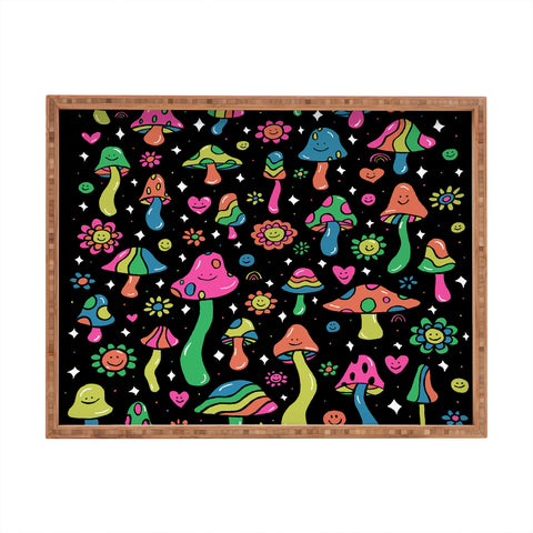 Doodle By Meg Rainbow Mushrooms Rectangular Tray