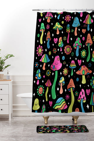 Doodle By Meg Rainbow Mushrooms Shower Curtain And Mat