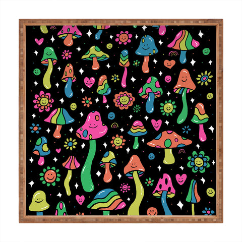 Doodle By Meg Rainbow Mushrooms Square Tray