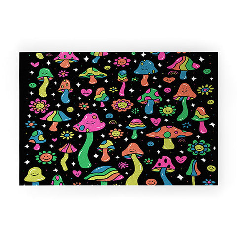Doodle By Meg Rainbow Mushrooms Welcome Mat