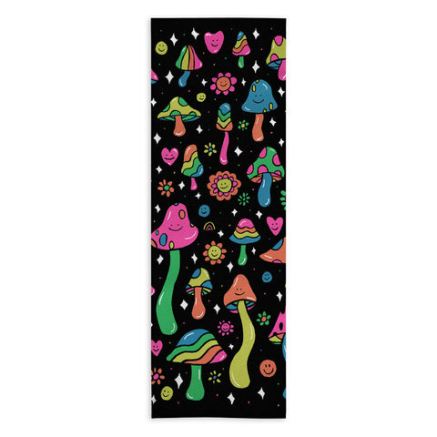 Doodle By Meg Rainbow Mushrooms Yoga Towel