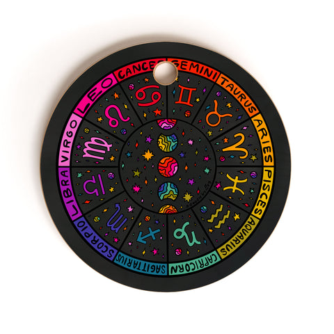 Doodle By Meg Rainbow Zodiac Wheel Cutting Board Round