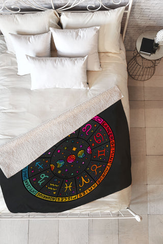 Doodle By Meg Rainbow Zodiac Wheel Fleece Throw Blanket