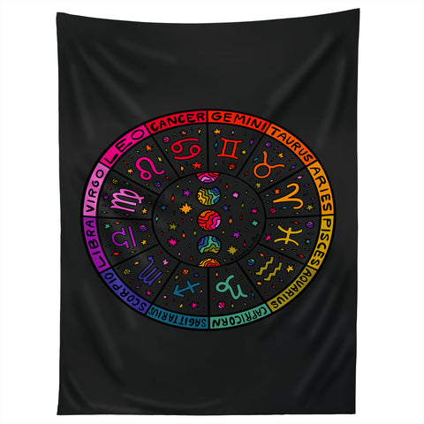 Doodle By Meg Rainbow Zodiac Wheel Tapestry