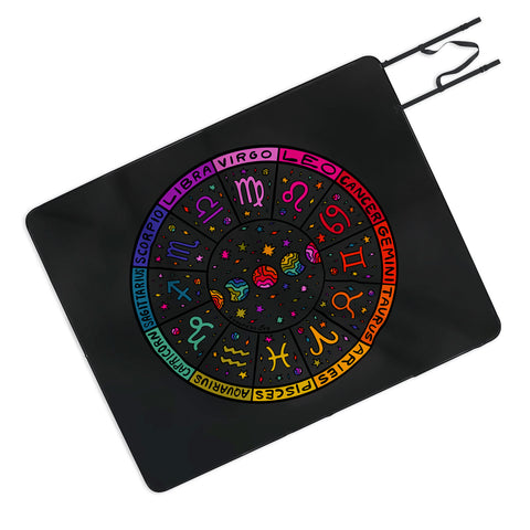 Doodle By Meg Rainbow Zodiac Wheel Picnic Blanket