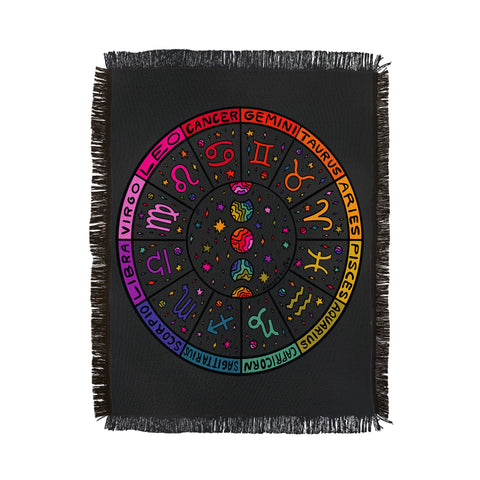 Doodle By Meg Rainbow Zodiac Wheel Throw Blanket