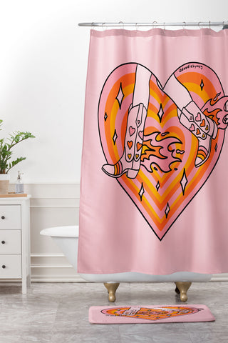 Doodle By Meg Running Cowgirl Shower Curtain And Mat