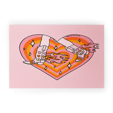 Doodle By Meg Running Cowgirl Welcome Mat