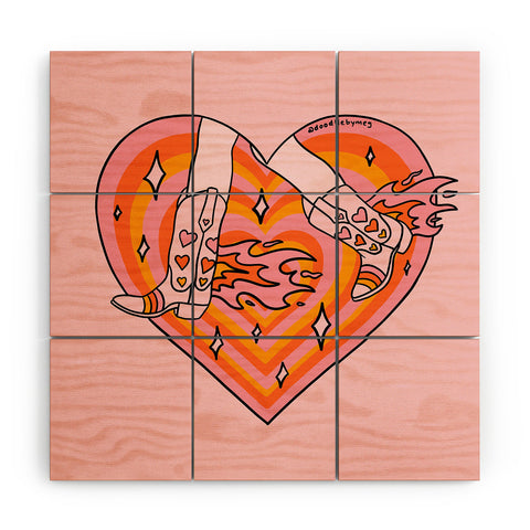 Doodle By Meg Running Cowgirl Wood Wall Mural