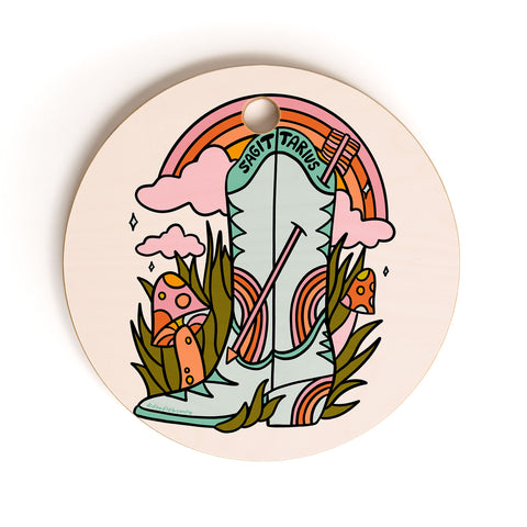 Doodle By Meg Sagittarius Cowboy Boot Cutting Board Round