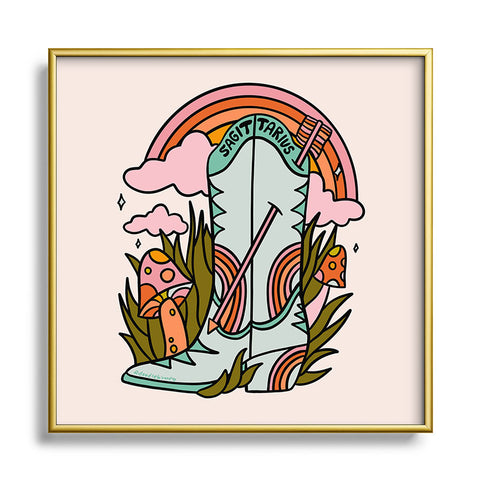 Doodle By Meg Sagittarius Cowboy Boot Metal Square Framed Art Print