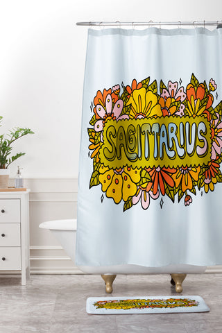 Doodle By Meg Sagittarius Flowers Shower Curtain And Mat