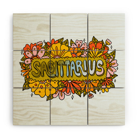 Doodle By Meg Sagittarius Flowers Wood Wall Mural