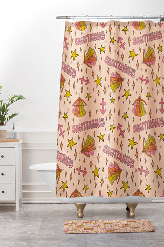 Doodle By Meg Sagittarius Print Shower Curtain And Mat