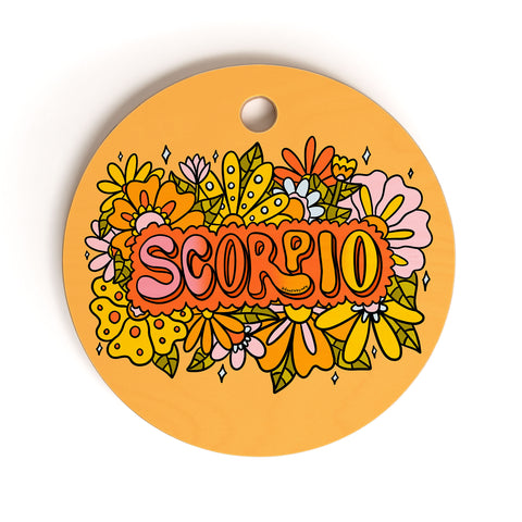 Doodle By Meg Scorpio Flowers Cutting Board Round