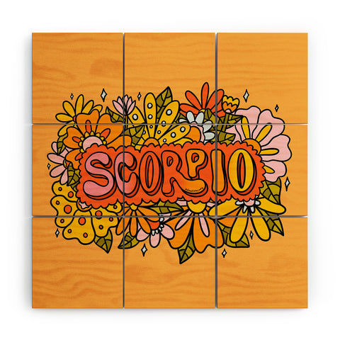Doodle By Meg Scorpio Flowers Wood Wall Mural