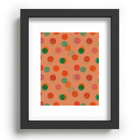 Doodle By Meg Smiley Face Print in Orange Recessed Framing Rectangle