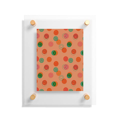 Doodle By Meg Smiley Face Print in Orange Floating Acrylic Print