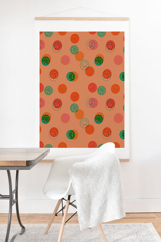 Doodle By Meg Smiley Face Print in Orange Art Print And Hanger