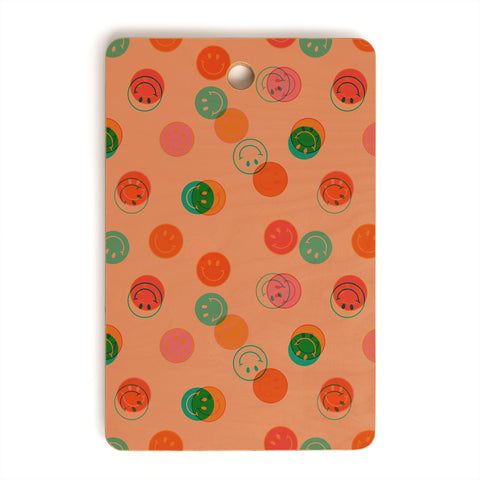 Doodle By Meg Smiley Face Print in Orange Cutting Board Rectangle
