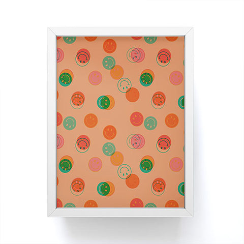 Doodle By Meg Smiley Face Print in Orange Framed Mini Art Print