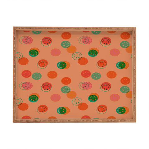 Doodle By Meg Smiley Face Print in Orange Rectangular Tray