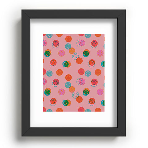Doodle By Meg Smiley Face Print in Pink Recessed Framing Rectangle