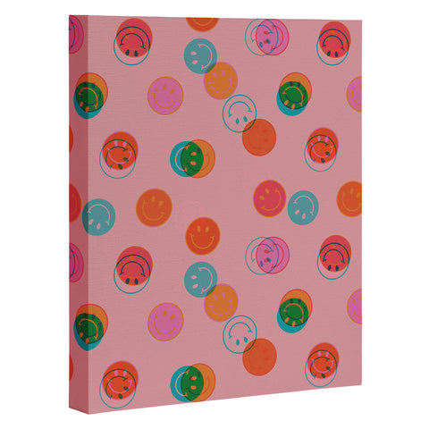 Doodle By Meg Smiley Face Print in Pink Art Canvas
