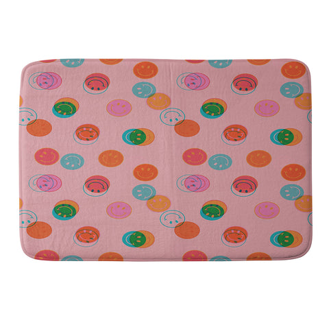 Doodle By Meg Smiley Face Print in Pink Memory Foam Bath Mat