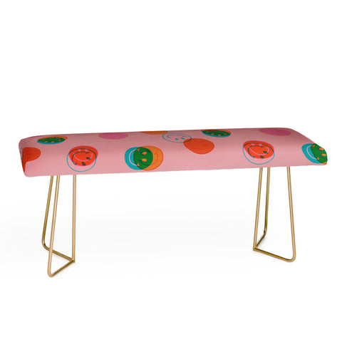 Doodle By Meg Smiley Face Print in Pink Bench