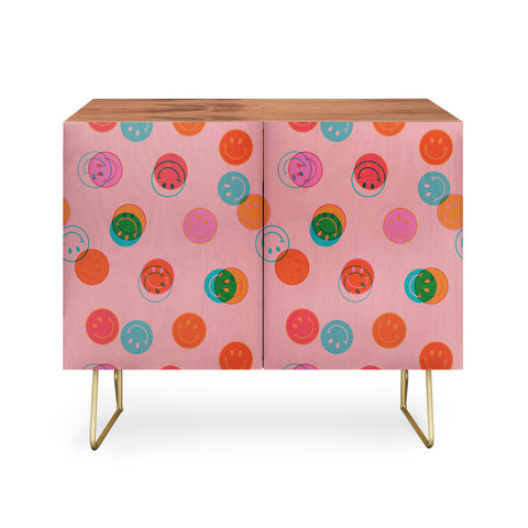 Doodle By Meg Smiley Face Print in Pink Credenza