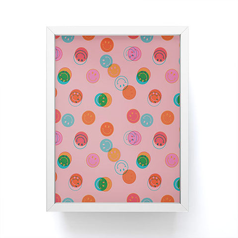 Doodle By Meg Smiley Face Print in Pink Framed Mini Art Print