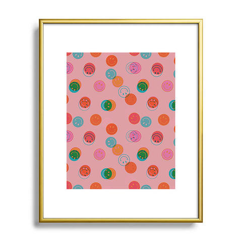 Doodle By Meg Smiley Face Print in Pink Metal Framed Art Print